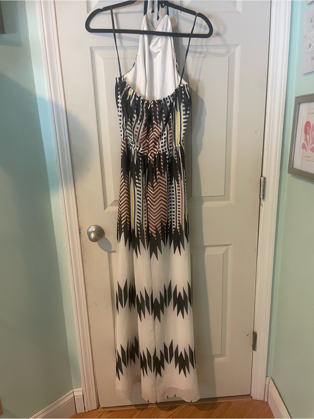 Vince Black, Brown & White Geometric Halter Maxi Dress - Picture 2 of 3
